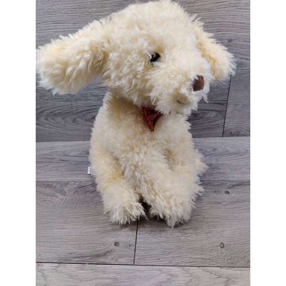 FAO Schwartz Yellow Puppy Dog Lab Poodle Plush Stuffed Anima 12" Glitter Bow Tie - Picture 6 of 10